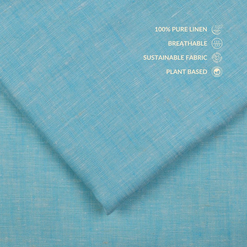 Soft Sky Blue Linen Cloth Texture with Organic Natural Fiber Pattern - GF 118