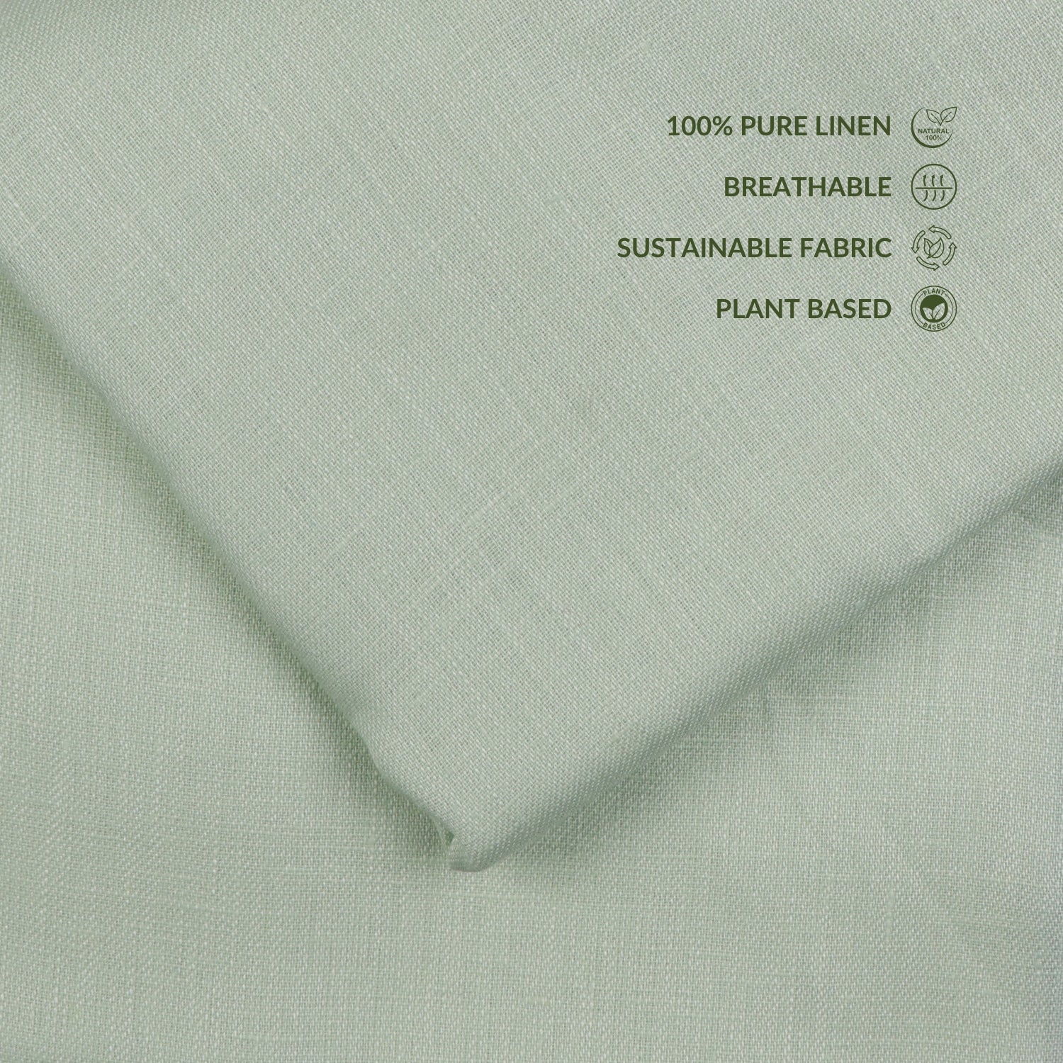Soft Sage Green Linen Cloth Texture with Natural Organic Fiber