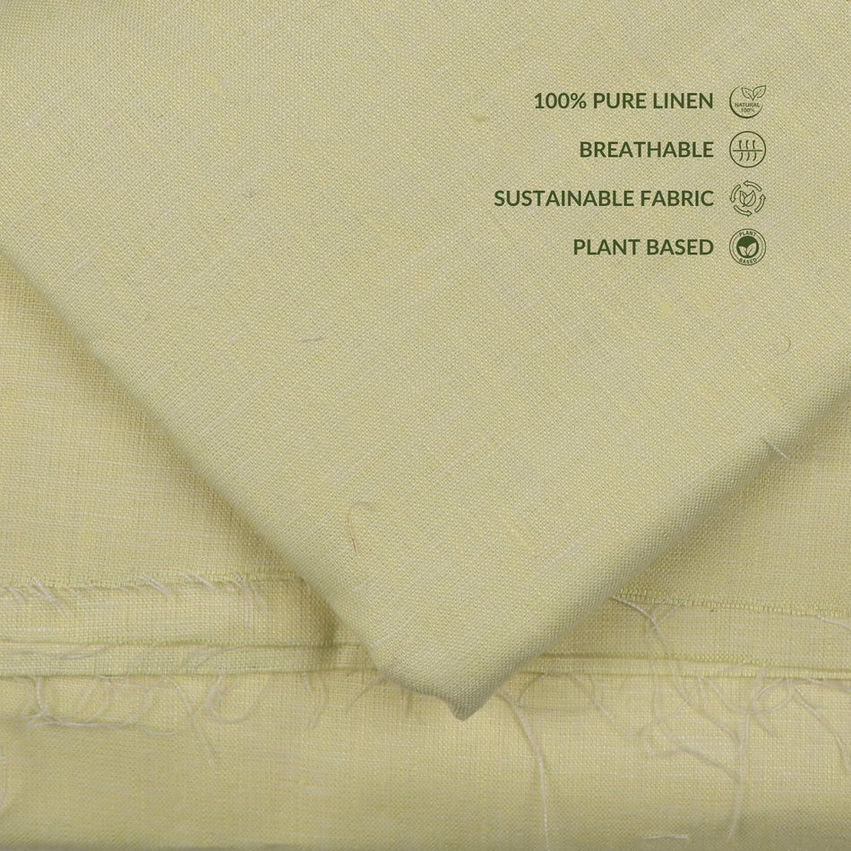 100% Pure Linen Fabric Texture – Natural Yellow Sustainable Textile - GF 121