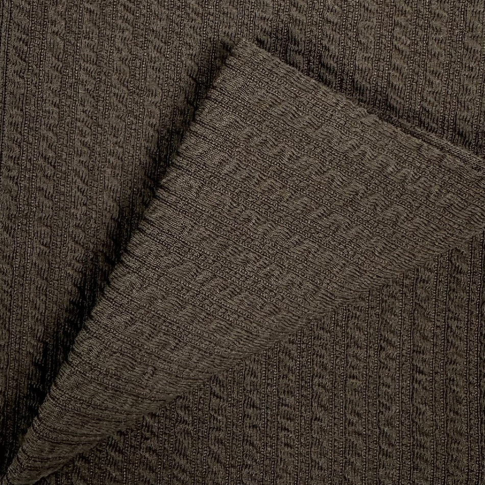 Black Corian Rib Fabric by Yard | Textured Stretch Knit Fabric | Soft Ribbed Fabric for Tops, Dresses, Co-Ord Sets &amp; Sewing
