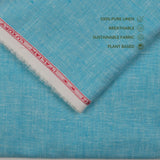 100% Pure Linen Fabric Texture – Blue Natural Sustainable Textile - GF 122