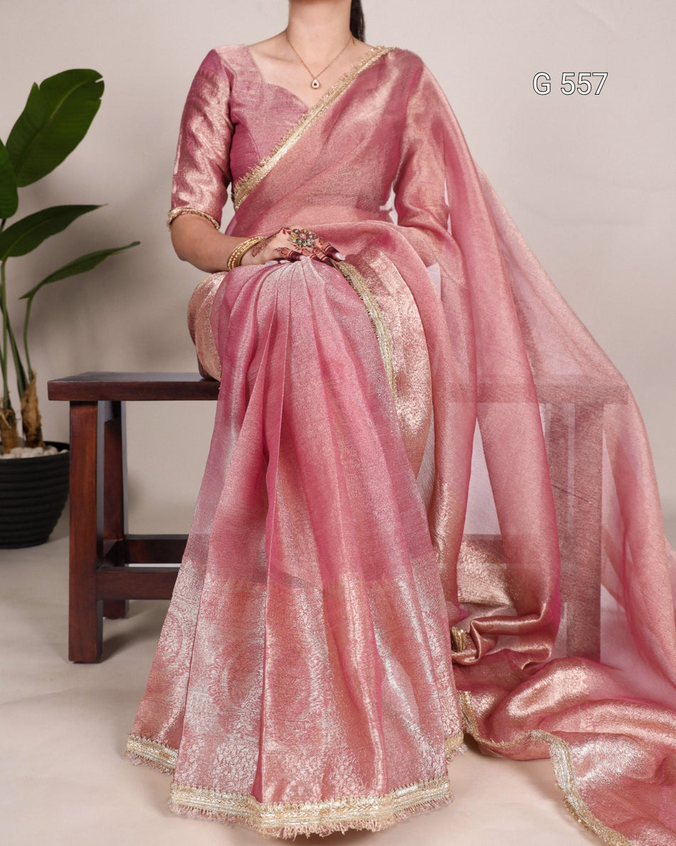 Shimmering Sarees with Zari and Sequins Work - G 557