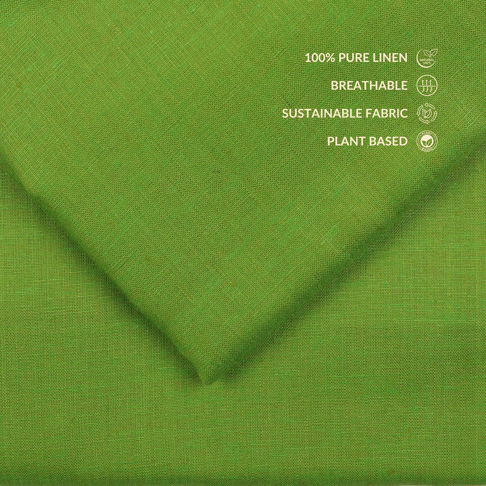Natural Green Linen Fabric Surface with Fine Weave Detail and Depth -  GF 111
