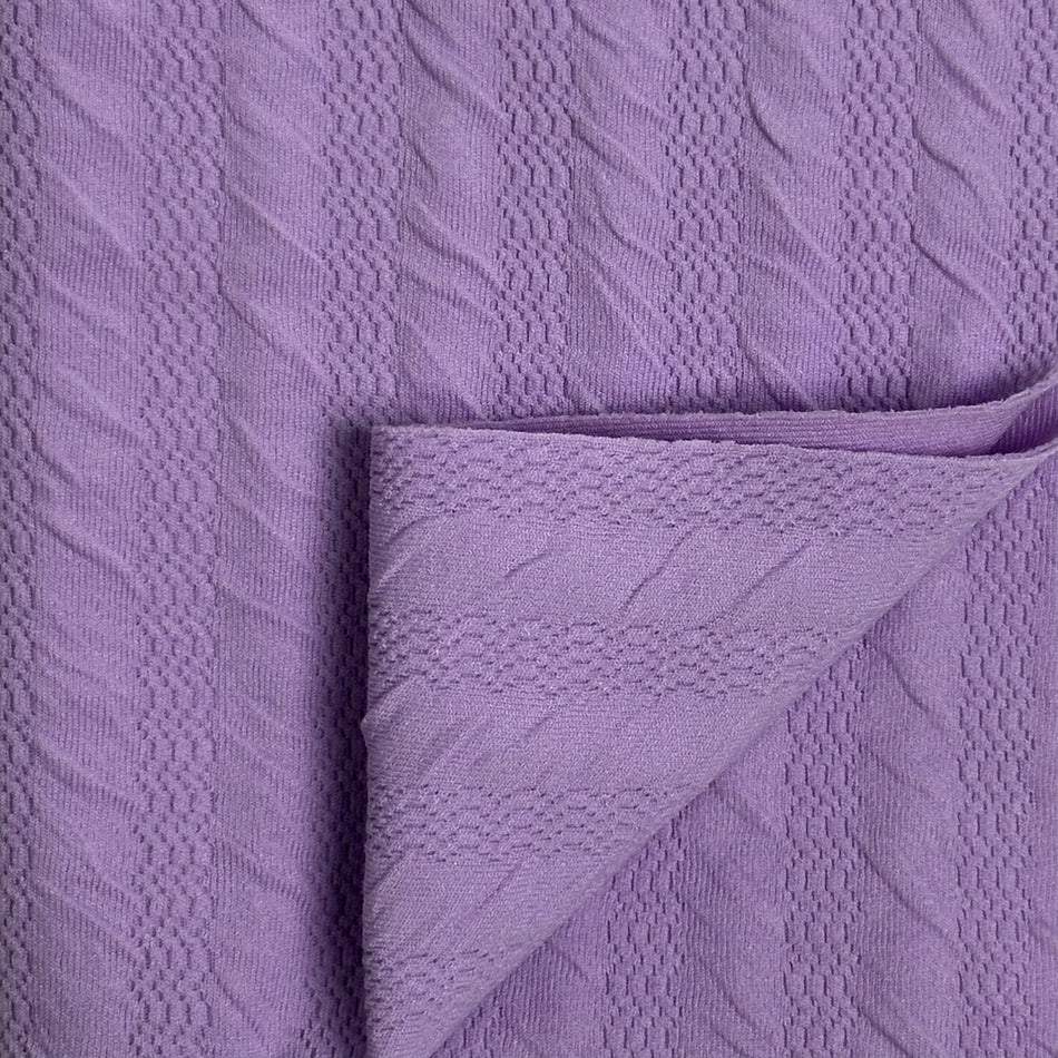 Lavender Textured Knit Fabric by Yard, Poly Spandex Stretch Dimensional Material GF 55