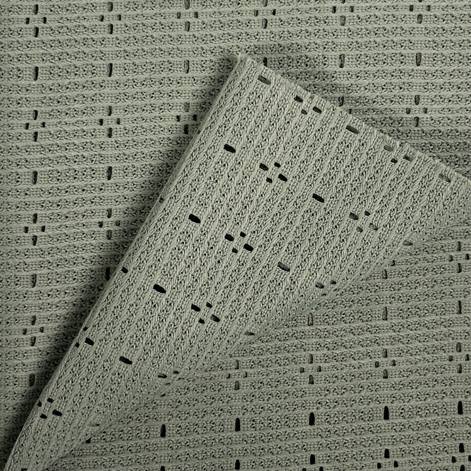 Sage Green Kwity Knit Fabric by Yard, Textured Eyelet Openwork Material GF 60