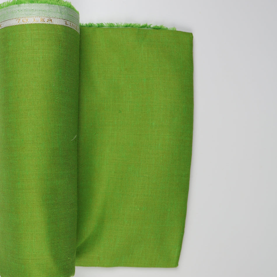 Natural Green Linen Fabric Surface with Fine Weave Detail and Depth -  GF 111