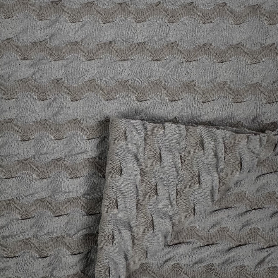 Grey Dungi Wave Knit Fabric by Yard, Poly Spandex Stretch Textured Ripple Material  GF 65