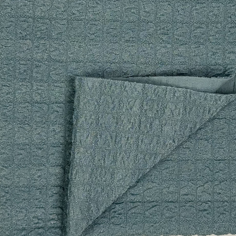 Teal Green Cranberry Knit Fabric by Yard, Poly Spandex Stretch Textured Waffle Material GF 93