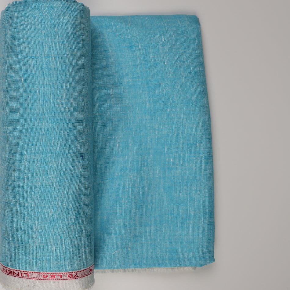 100% Pure Linen Fabric Texture – Blue Natural Sustainable Textile - GF 122