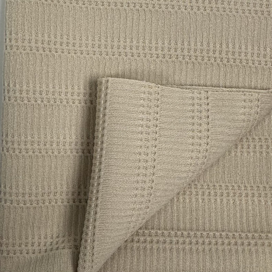 Beige Saffron Textured Knit Fabric by Yard | Premium Stretch Fashion Fabric | Soft Designer Fabric for Dresses, Tops & Boutique Sewing - GF 85