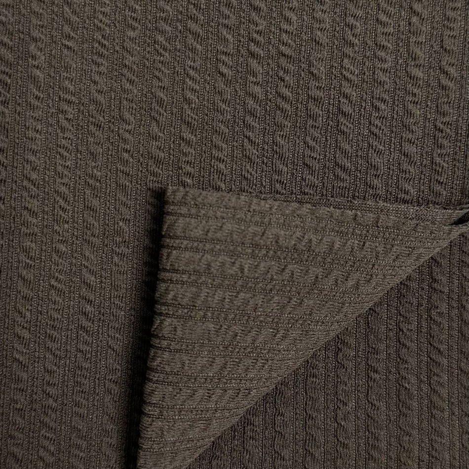 Black Corian Rib Fabric by Yard | Textured Stretch Knit Fabric | Soft Ribbed Fabric for Tops, Dresses, Co-Ord Sets &amp; Sewing