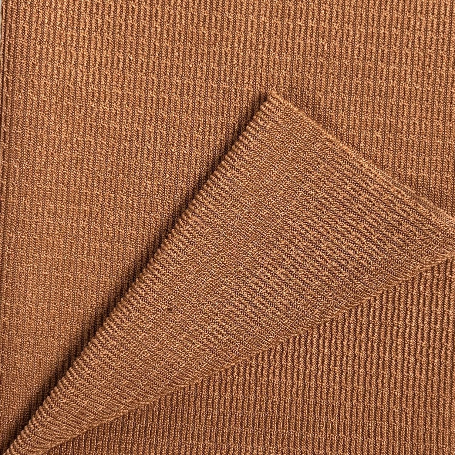 Camel Brown Zip Zip Knit Fabric by Yard, Poly Spandex Stretch