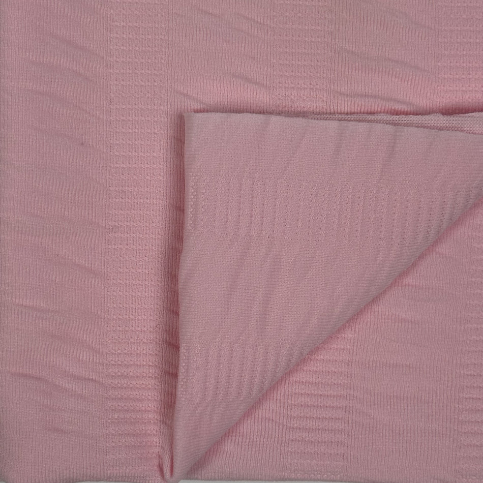 Pink Rani Frill Knit Fabric by Yard | Soft Stretch Textured Fashion Fabric | Designer Rib Fabric for Dresses, Tops & Boutique Sewing - GF 87
