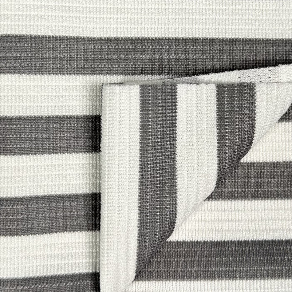 Grey White Stripe Knit Fabric by Yard, Poly Spandex Stretch Classic Line Material GF 70