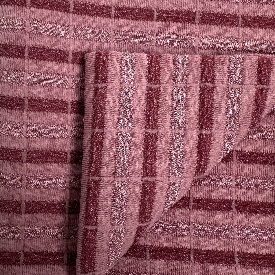 Dusty Pink Textured Knit Fabric by Yard | Premium Check Pattern Stretch Fabric | Fashion Fabric for Dresses, Tops & Boutique Sewing - GF84