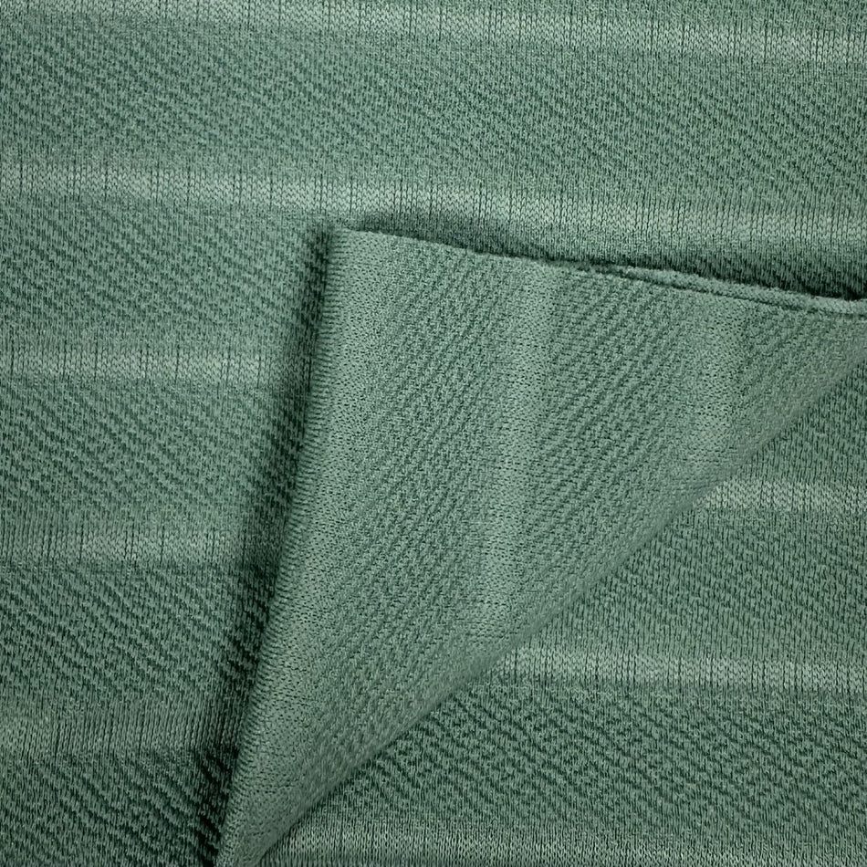 Green Crepe Patta Knit Fabric by Yard, Poly Spandex Stretch Crinkle Stripe Material  - GF 37