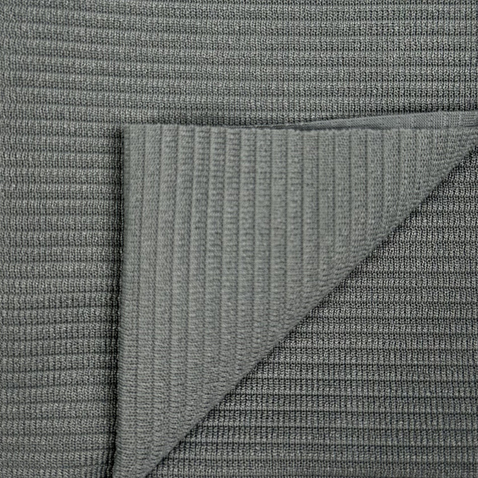 Grey Weffi Rib Knit Fabric by Yard, Poly Spandex Stretch Textured Grid Stripe Material GF 68