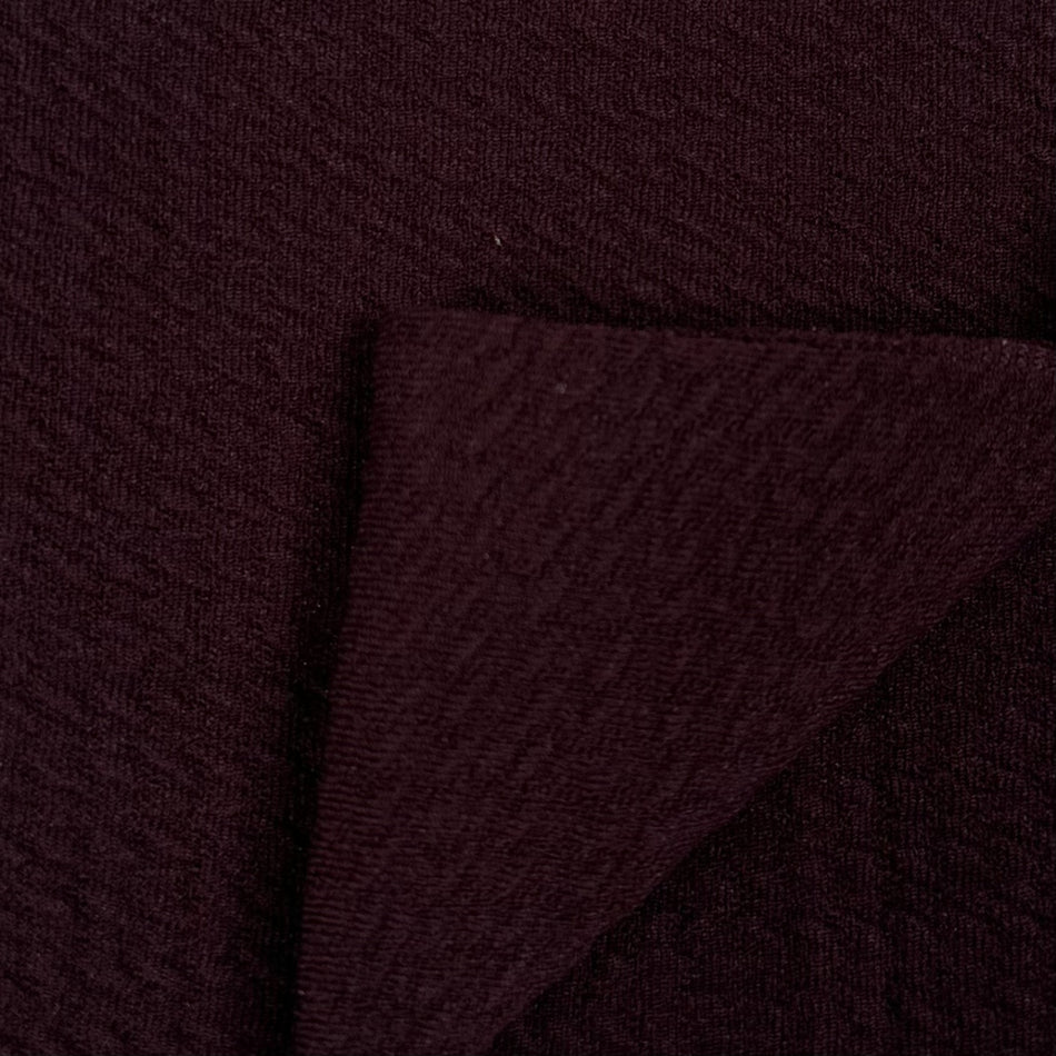 Dark Maroon Karara Textured Knit Fabric by Yard, Poly Spandex Stretch Crinkle Material - GF 26