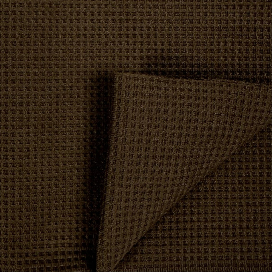 Brown Waffle Knit Fabric by Yard, Korean Rib Textured Poly Spandex Stretch Material - GF 32