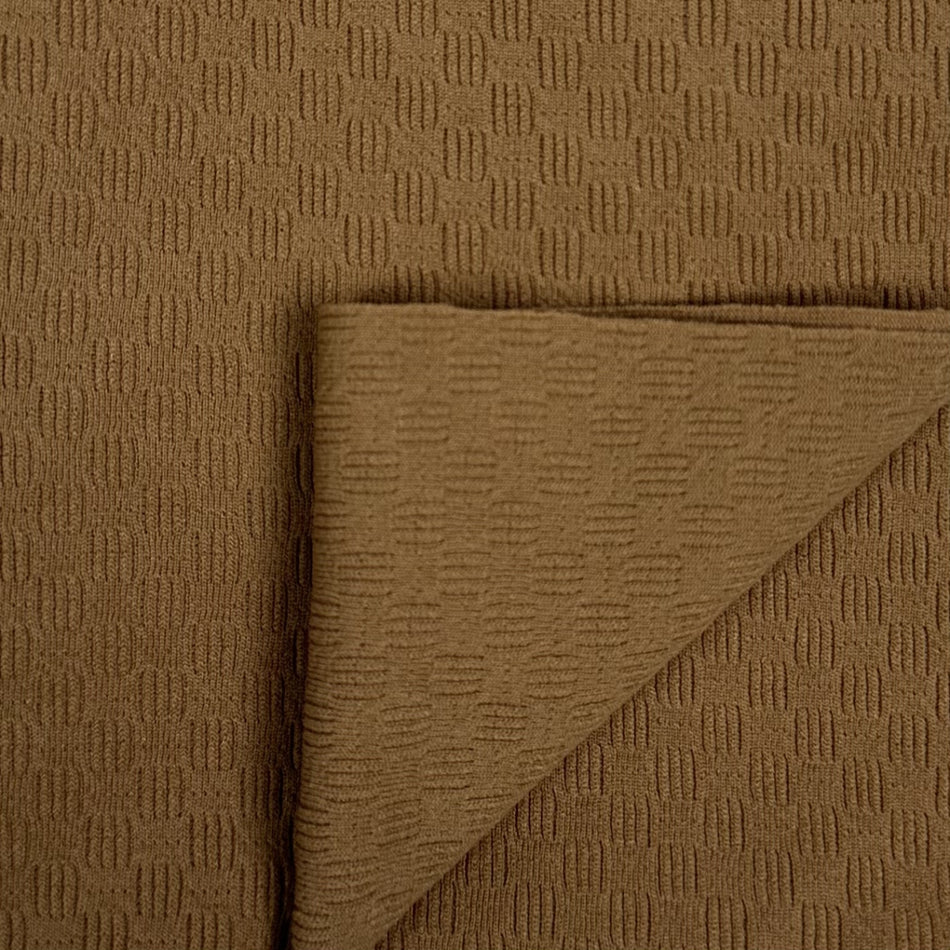 Brown Blazo Textured Knit Fabric by Yard, Poly Spandex Stretch Crinkle Material GF 36