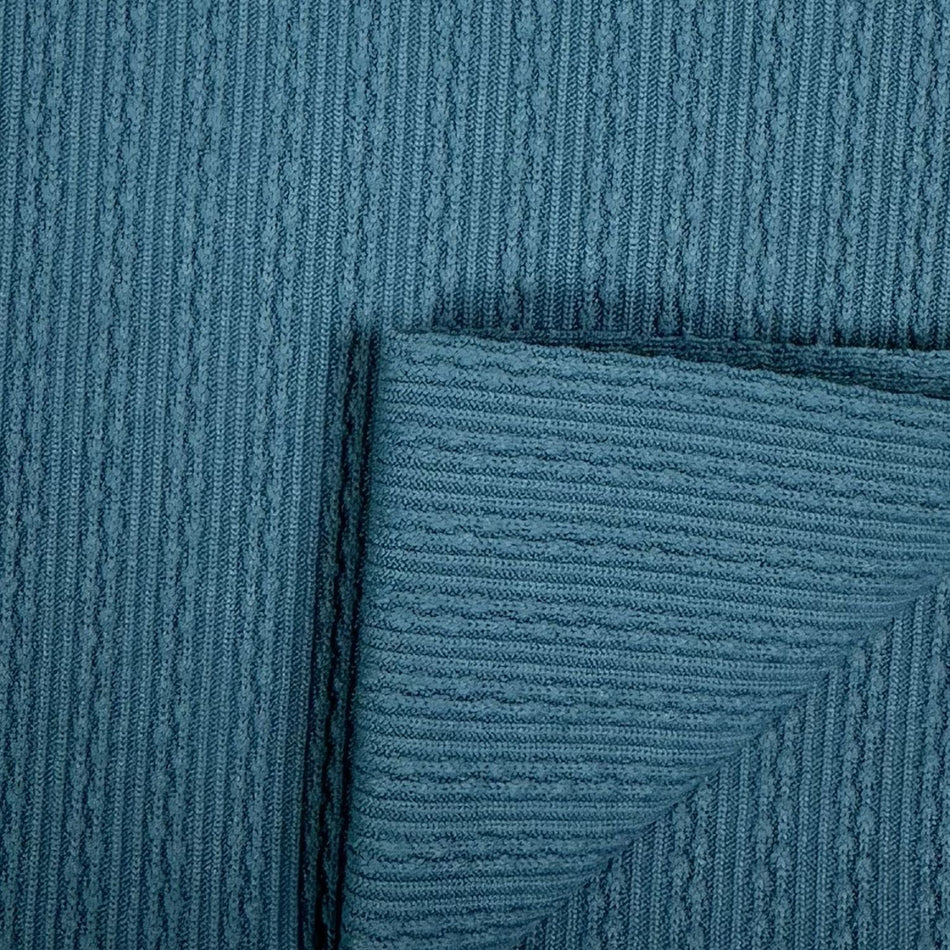 Blue Raindrop Textured Knit Fabric by Yard, Poly Spandex Stretch Organic Dot Material  - GF 16