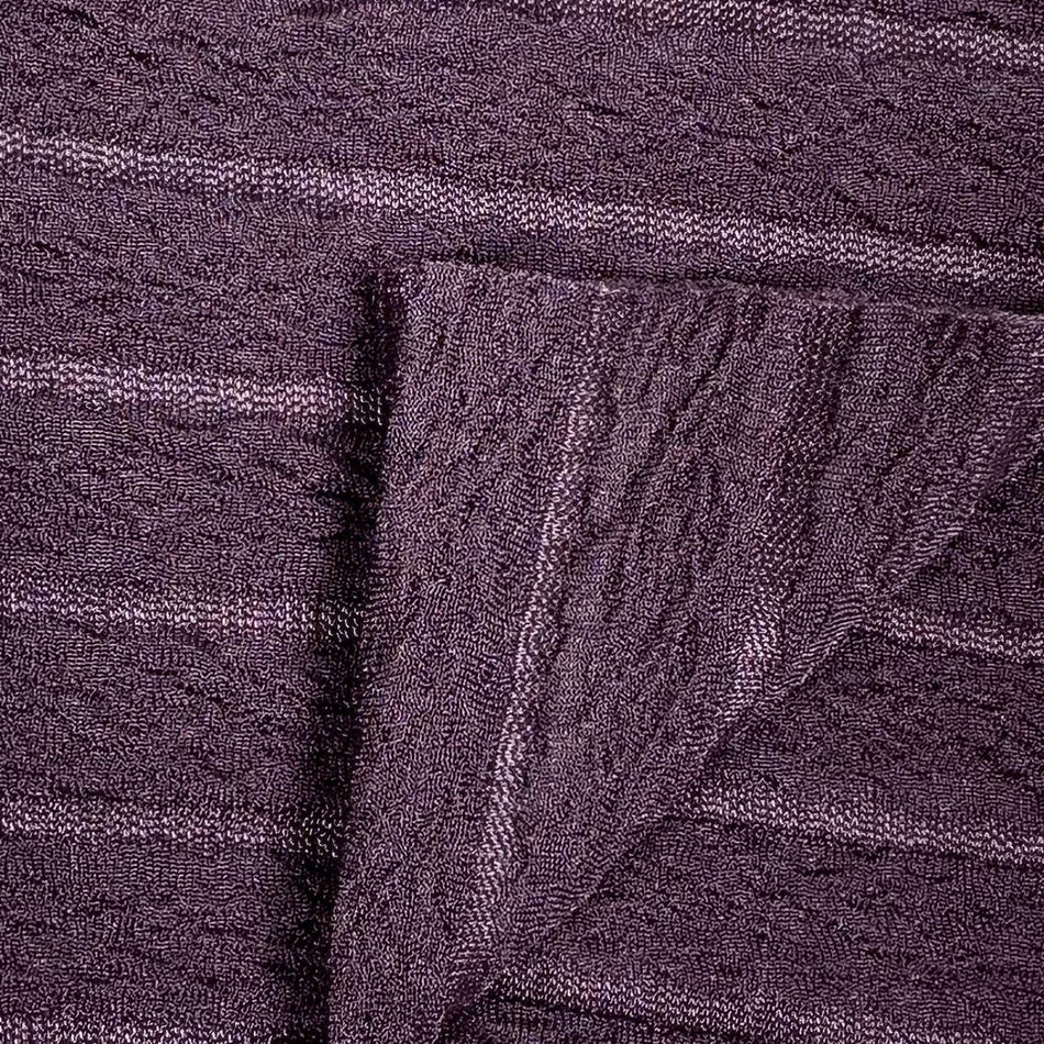 Dark Purple Crinkle Stripe Knit Fabric by Yard, Poly Spandex Stretch Textured Ribbon Rib Material- GF 25