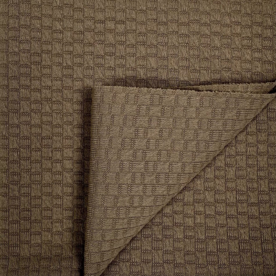 Brown Orio Textured Knit Fabric by Yard, Poly Spandex Stretch Bubble Jersey Material- GF 28