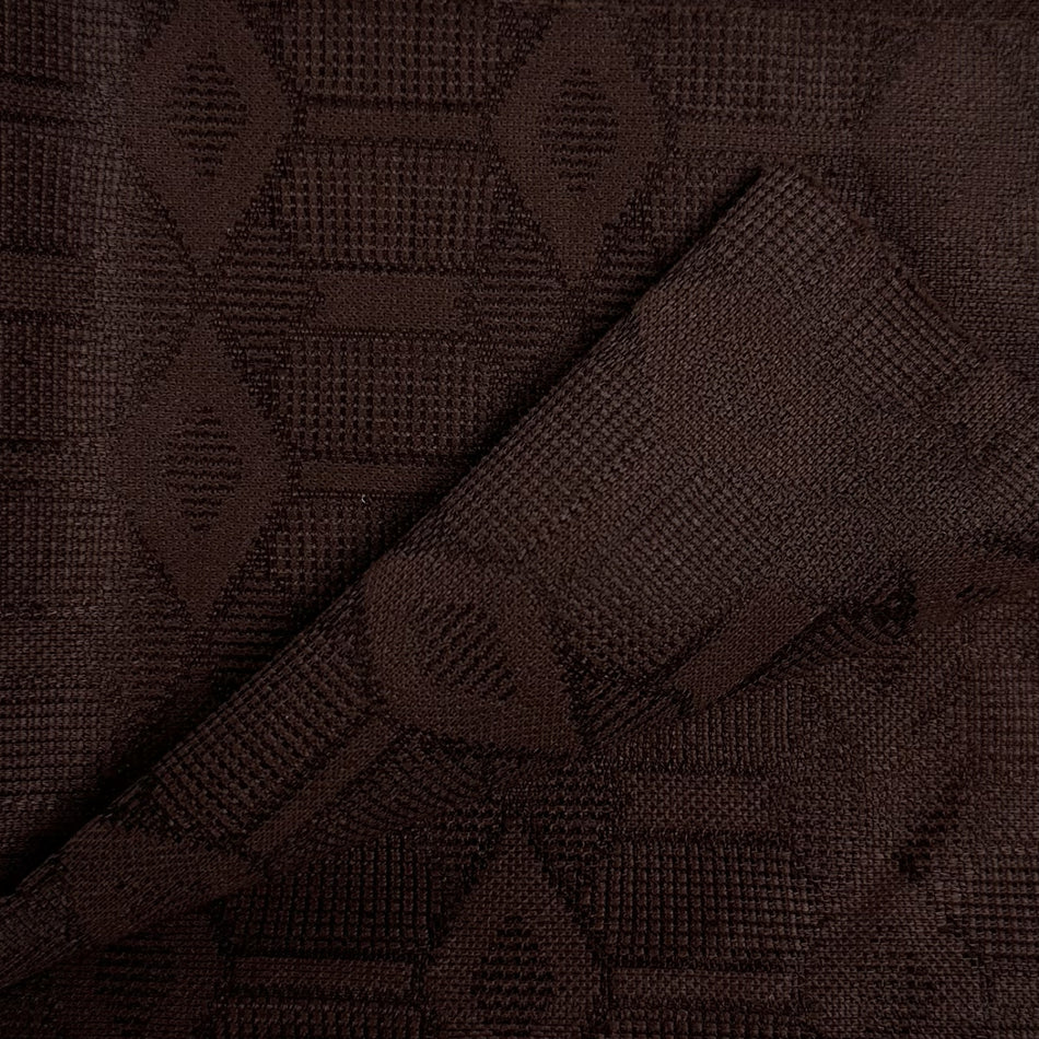 Dark Brown Check Knit Fabric by Yard | Textured Geometric Stretch Fabric | Premium Fashion Fabric for Dresses, Co-Ords & Sewing - GF 82
