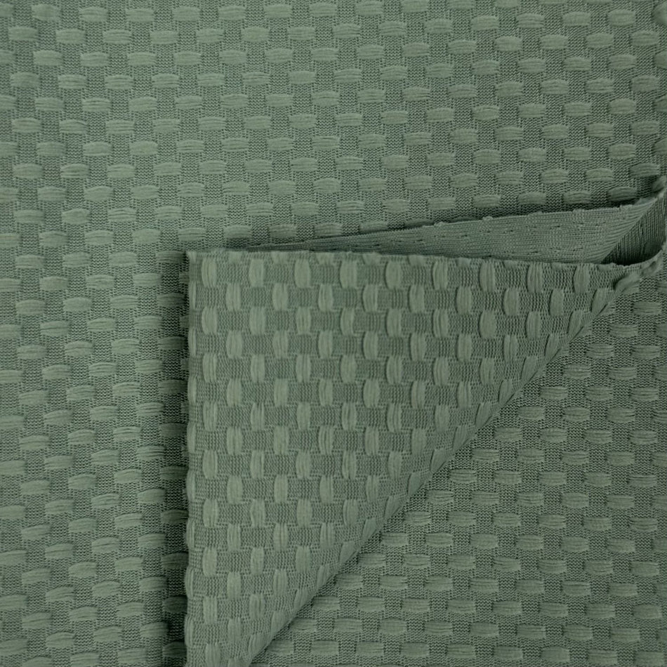 Green Puph Butti Textured Knit Fabric by Yard, Poly Spandex Stretch Motif Material- GF 15