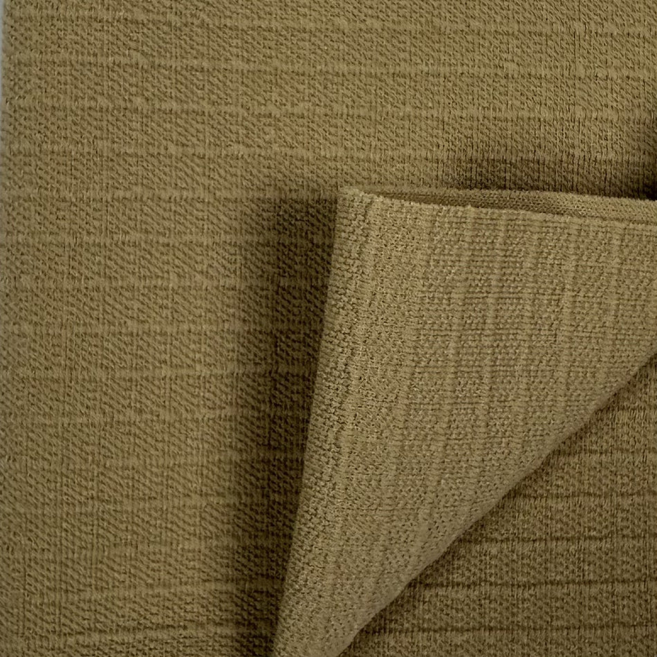 Olive Khaki Hexa Cheks Knit Fabric by Yard, Poly Spandex Stretch Textured Checkered Grid Material GF 12