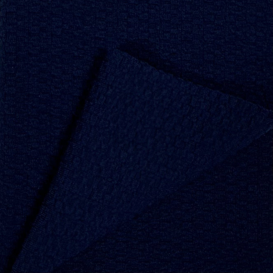 Navy Blue Textured Knit Fabric by Yard, Poly Spandex Stretch Dimensional Material- GF 29