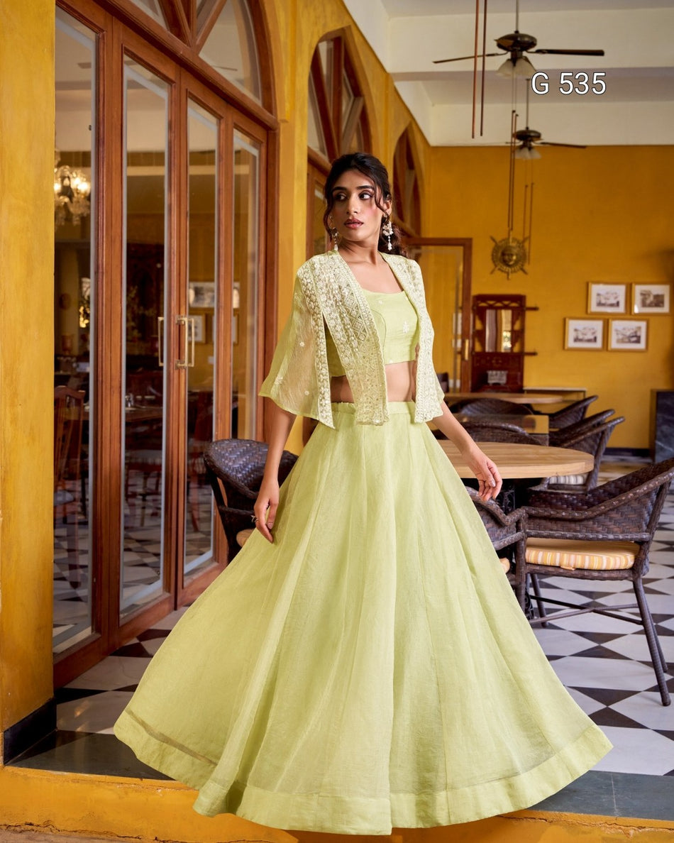 Graceful Crush Lehenga with Thread Embroidery Work - G 535