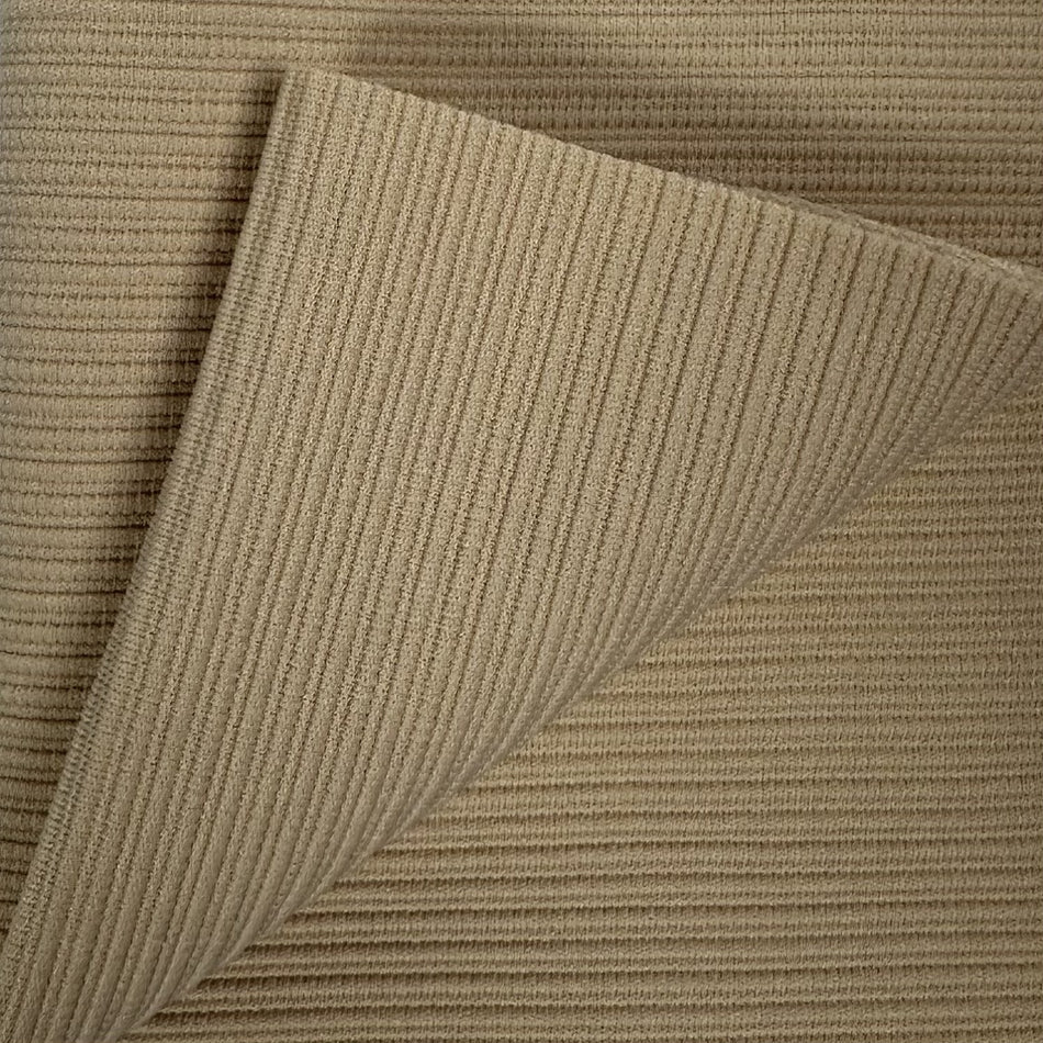 Beige Barcode Rib Knit Fabric by Yard | Stretch Textured Fashion Fabric | Soft Designer Fabric for Tops, Dresses & Boutique Sewing - GF 86