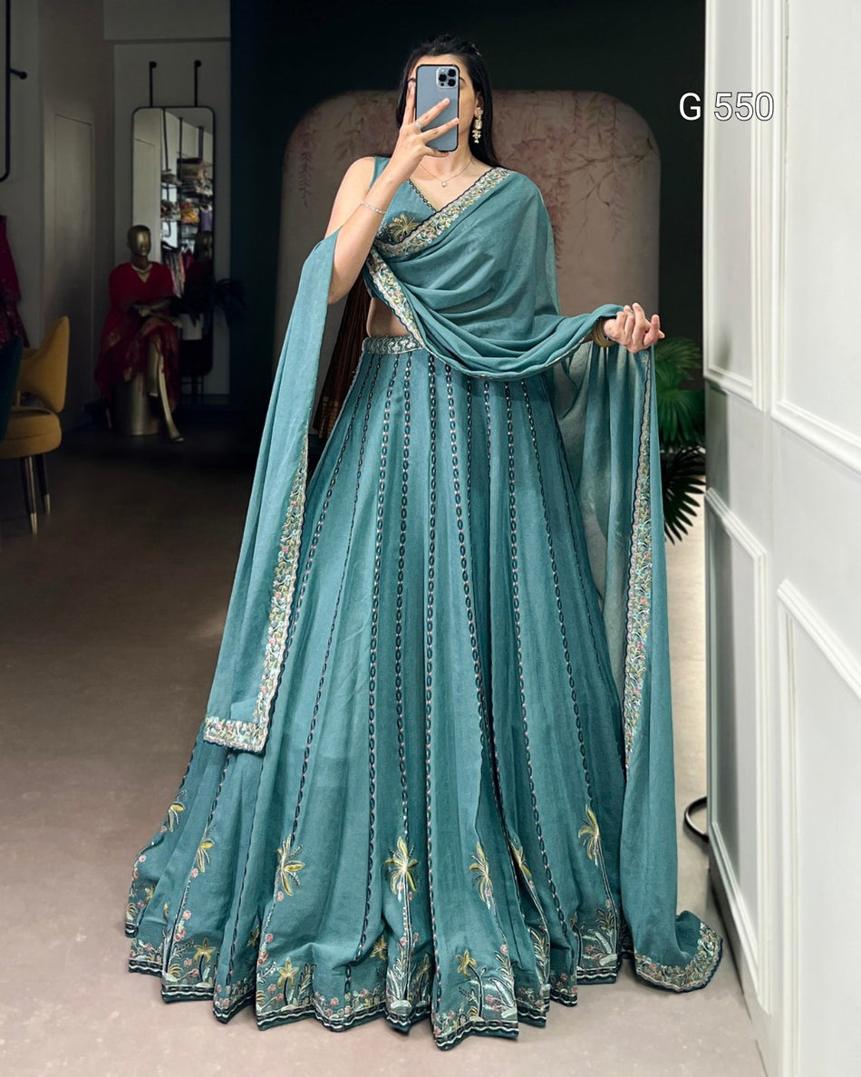 Stylish Bridesmaid Lehenga with Elegant Embroidery Detail - G 550