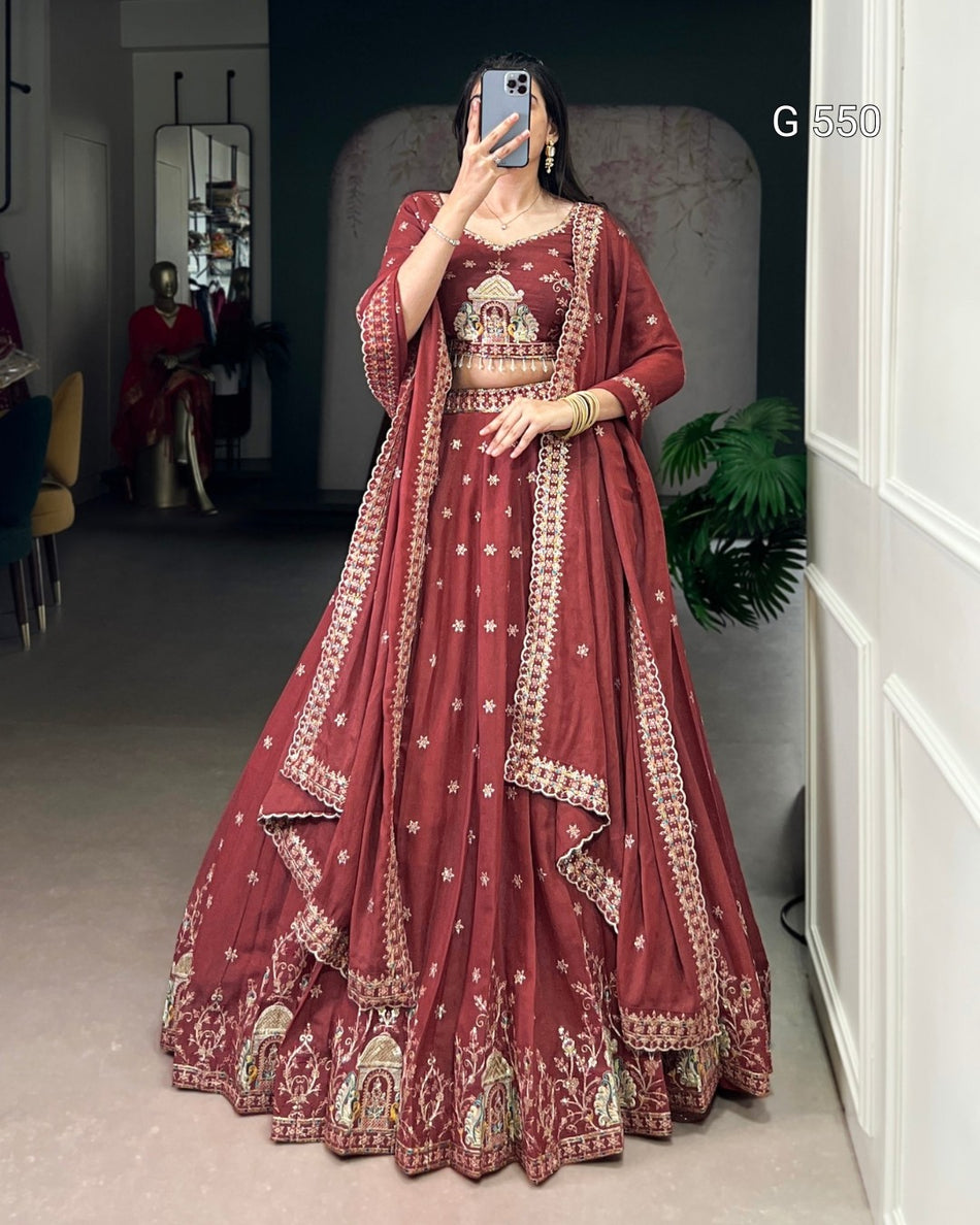 Stylish Bridesmaid Lehenga with Elegant Embroidery Detail - G 550