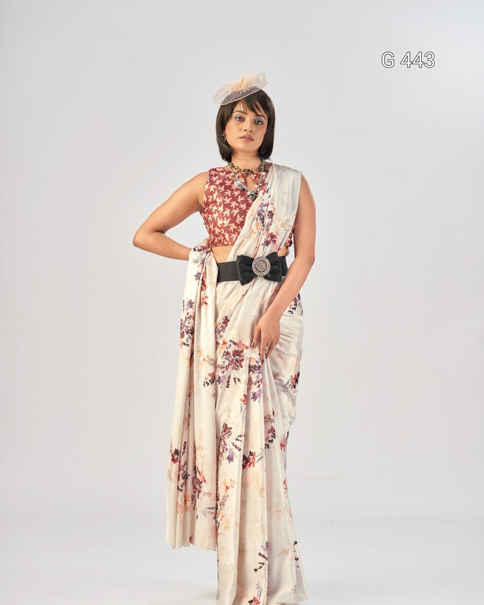 Premium Satin Silk Sarees with Elegant Print - G 443
