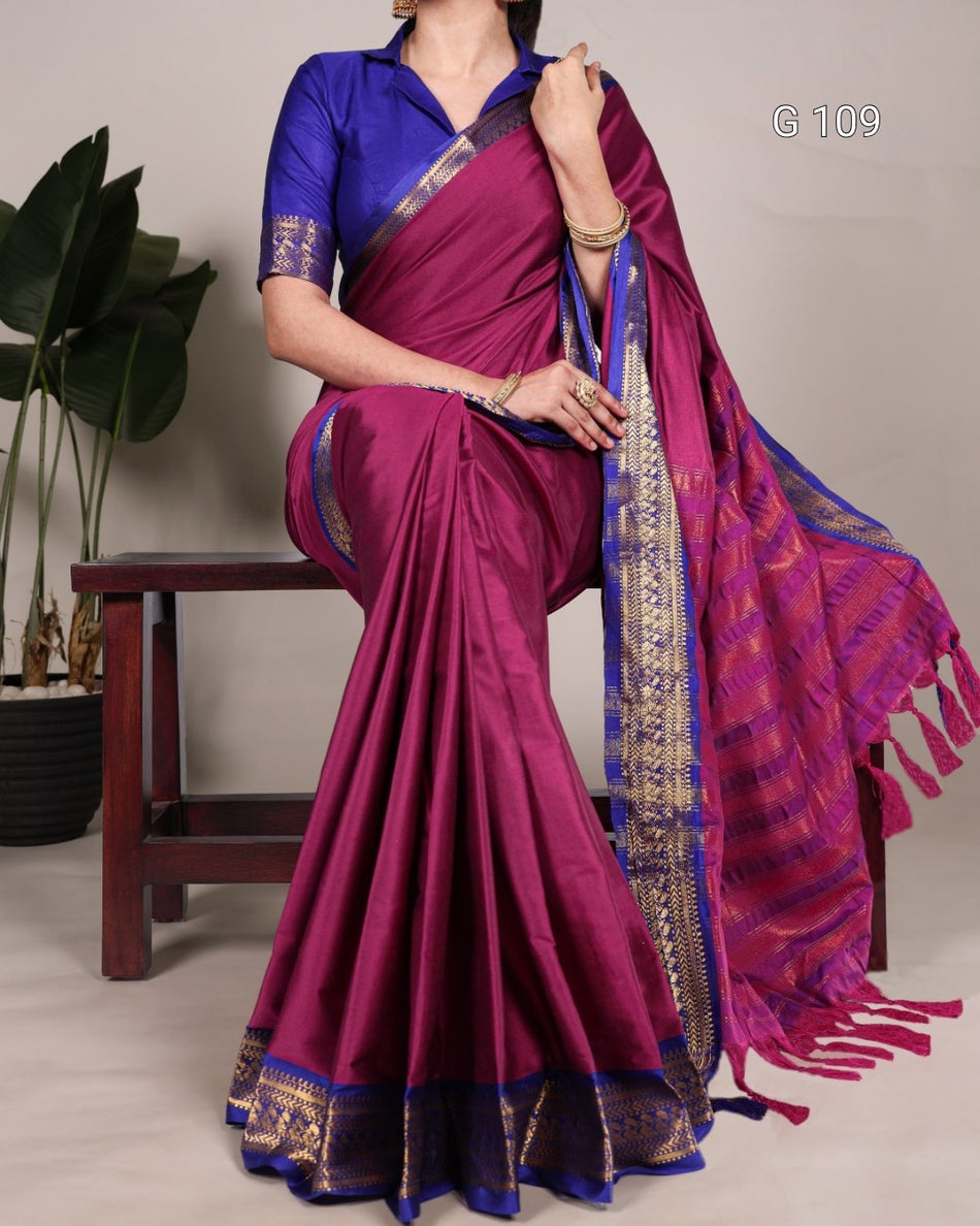 Aura Silk Saree with Zari Weaving Work – G 109 Pink