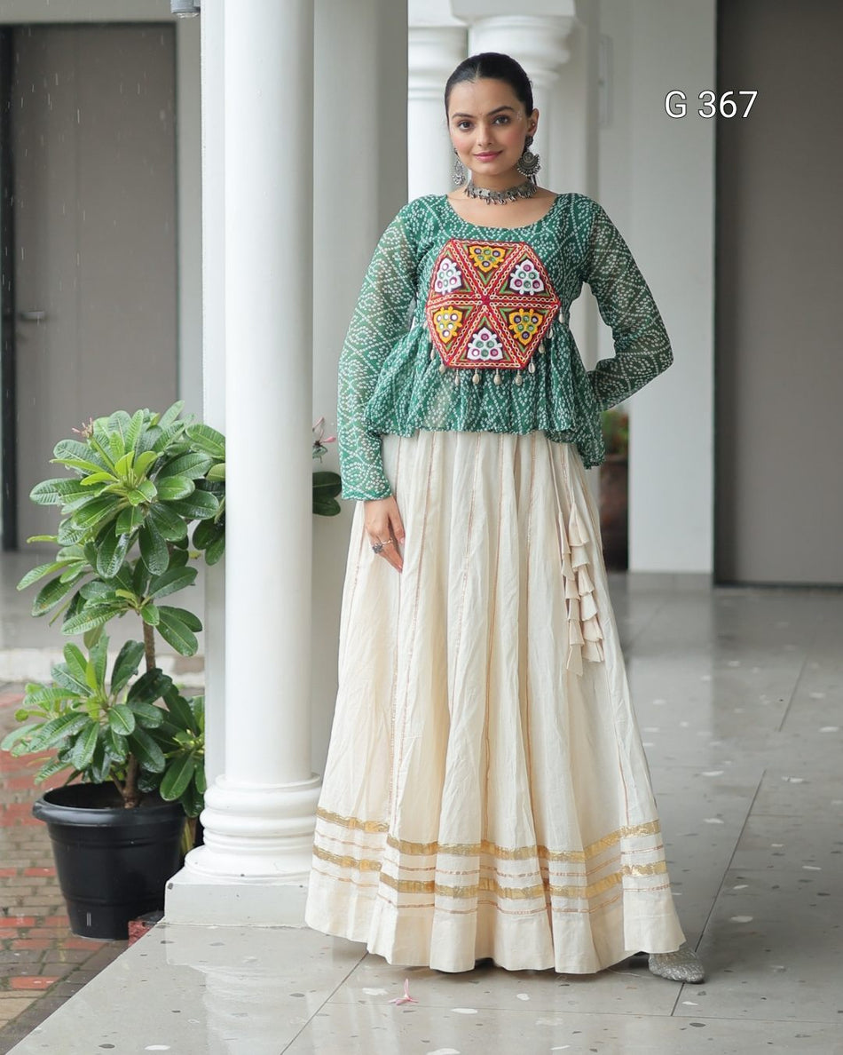 Kora Cotton Lehenga with Gota Patti Lace - G 367