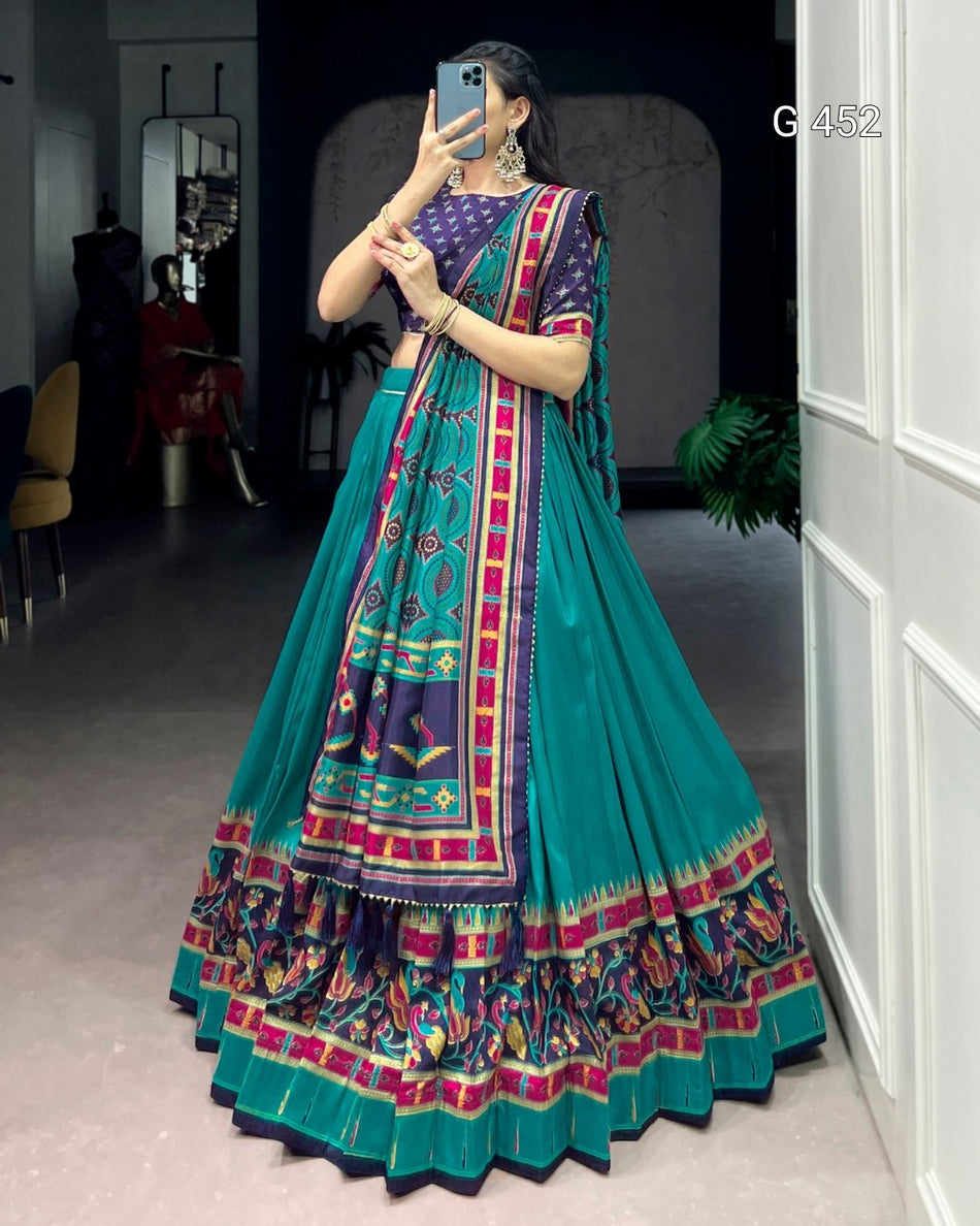 Designer Tasar Silk Lehenga Choli for Festive Style - G 452
