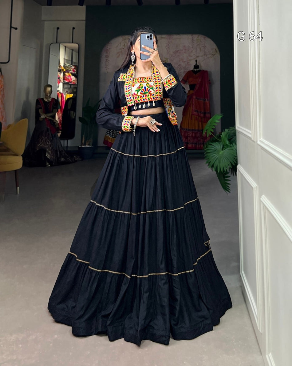 Pure Rayon Lehenga with Gota Patti Touch Up – G 64 Black