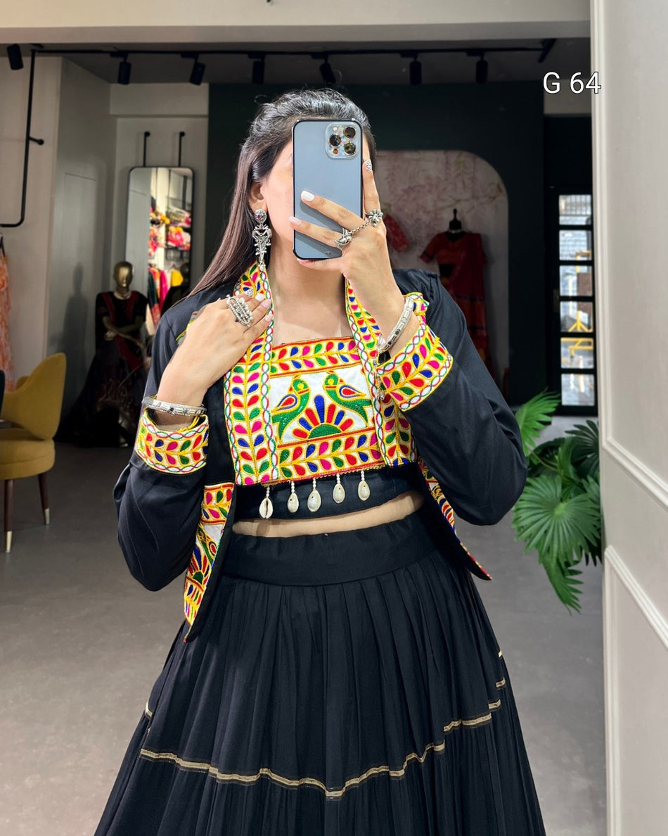 Pure Rayon Lehenga with Gota Patti Touch Up – G 64 Black