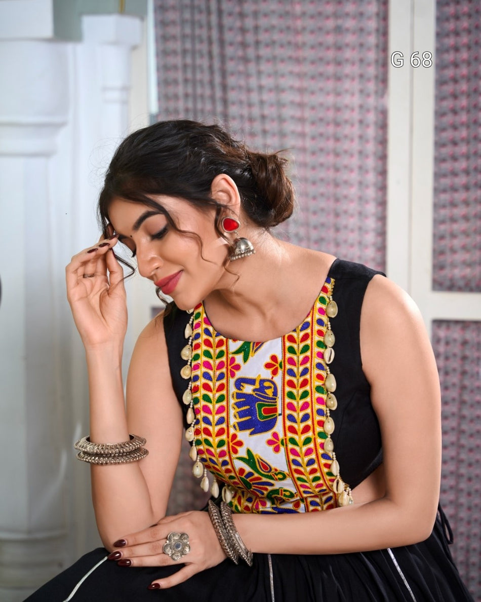 Rayon Lehenga with Lace Border & Gotta Patti Touch Up – G 68 Black