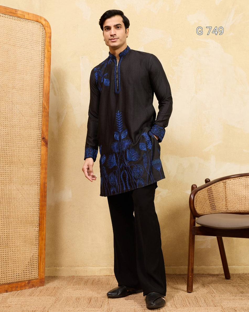 Sophisticated Mens Kurta Collection with Sequence Work G 749