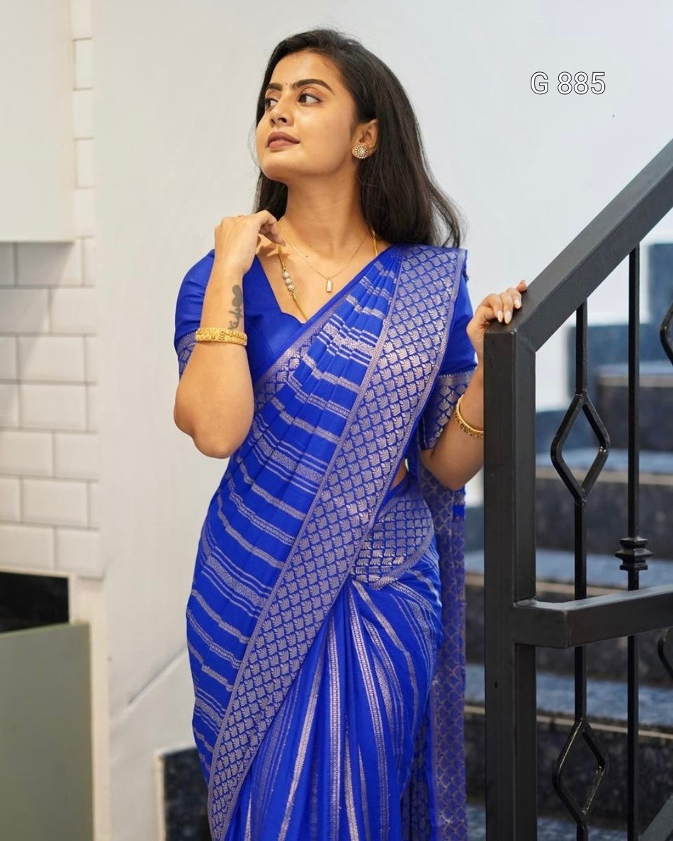 Designer Banarasi Saree with Zari Craftsmanship G 885