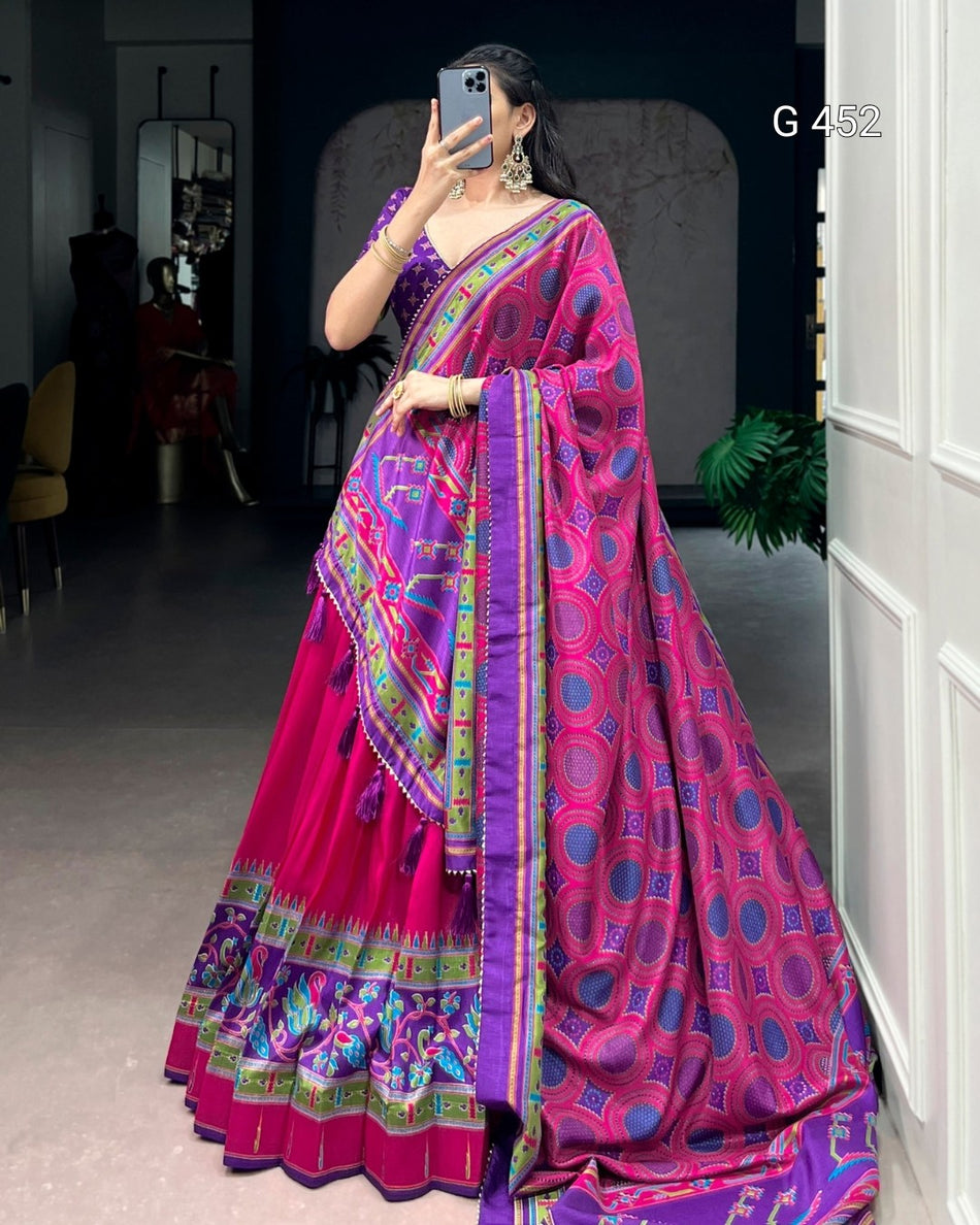 Designer Tasar Silk Lehenga Choli for Festive Style - G 452