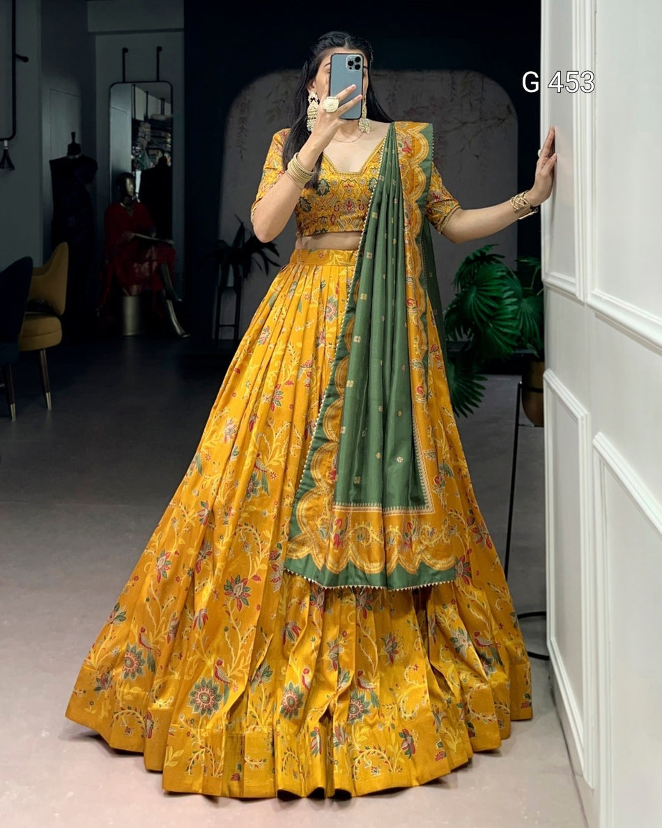 Festive Tasar Silk Lehenga with Soft Elegant Shine -  G 453