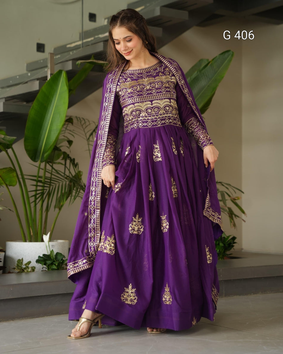 Chinnon Gown with Sequins & Beads Embroidery – G 406
