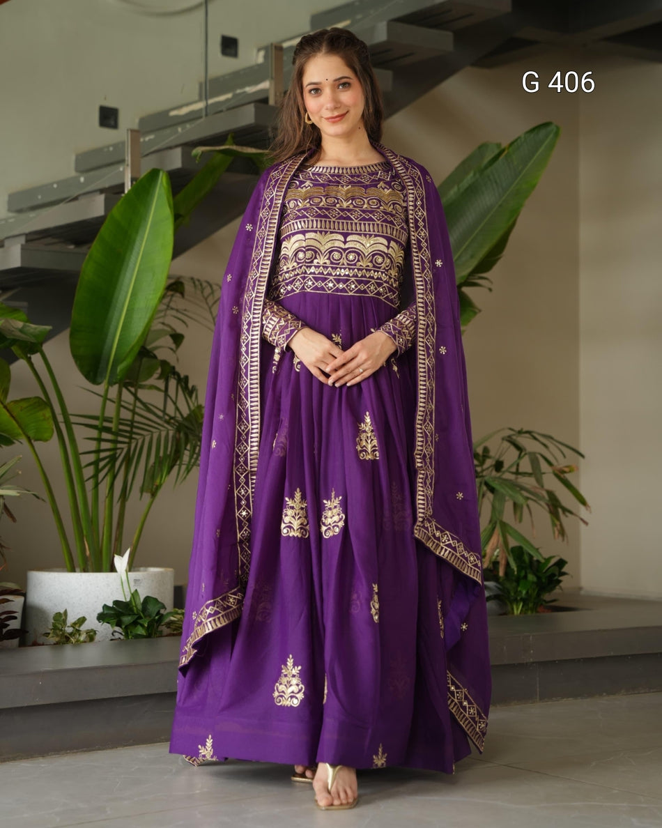 Chinnon Gown with Sequins & Beads Embroidery – G 406