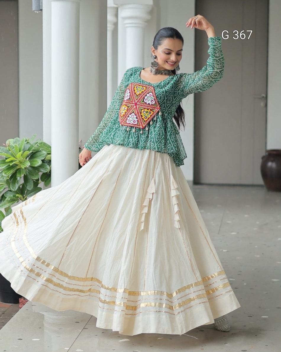 Kora Cotton Lehenga with Gota Patti Lace - G 367