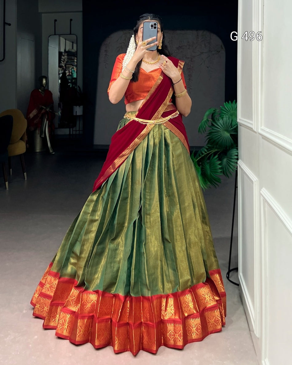 Elegant Kanchipuram Silk Lehenga with Traditional Appeal - G 496